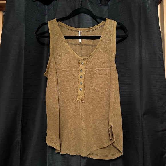 Free People Tops - FP Brown/Mustard Button Up Tank S